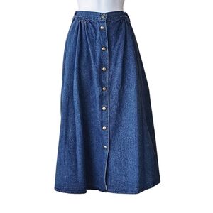 Vintage Carlyle Denim Midi Skirt - Waist 28.5" - 29"